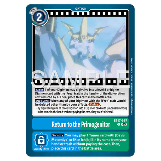 Return to the Primogenitor BT17-097 card from the Digimon set AD01 - Digimon Generation