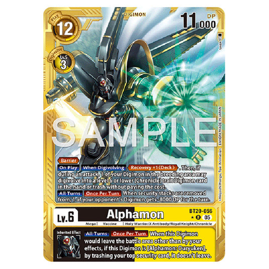 Alphamon (Gold Border) BT20-056a card from the Digimon set AD01 - Digimon Generation