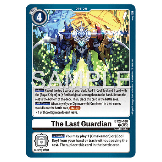 The Last Guardian BT20-100 card from the Digimon set AD01 - Digimon Generation