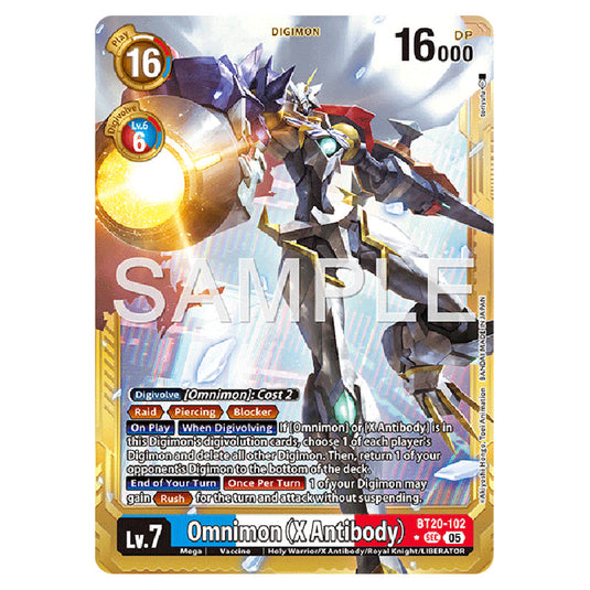 Omnimon (X Antibody) (Gold Border) BT20-102a card from the Digimon set AD01 - Digimon Generation