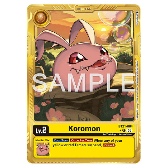 Koromon (Gold Border) BT21-004a card from the Digimon set AD01 - Digimon Generation
