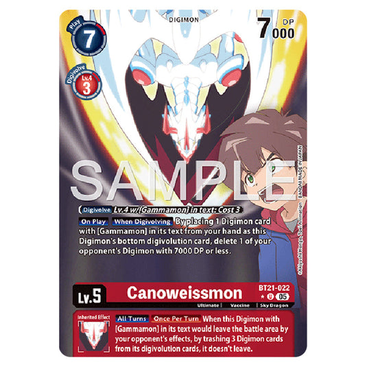 Canoweissmon BT21-022a card from the Digimon set AD01 - Digimon Generation
