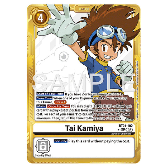 Tai Kamiya (Gold Border) BT21-102a card from the Digimon set AD01 - Digimon Generation
