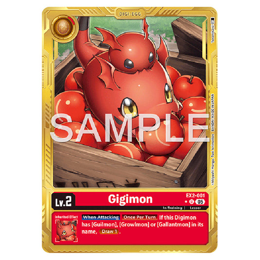Gigimon (Gold Border) EX2-001a card from the Digimon set AD01 - Digimon Generation