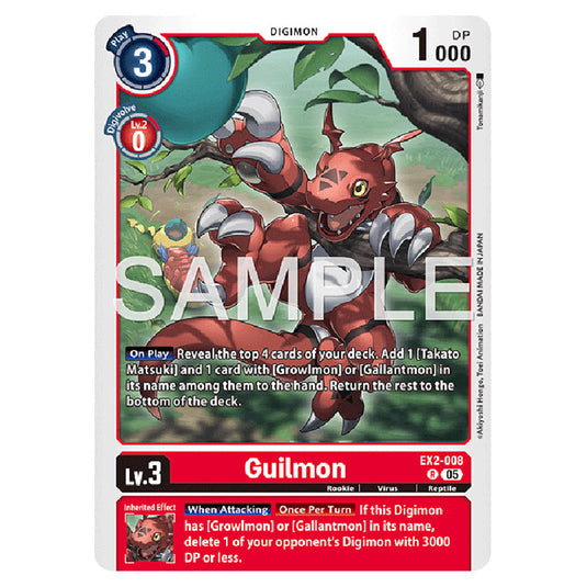 Guilmon EX2-008 card from the Digimon set AD01 - Digimon Generation