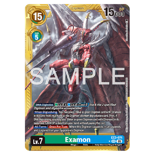 Examon (Gold Border) EX3-074a card from the Digimon set AD01 - Digimon Generation