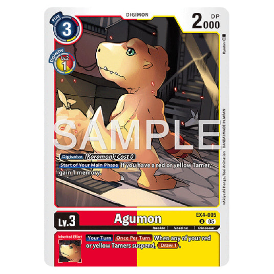 Agumon EX4-005 card from the Digimon set AD01 - Digimon Generation