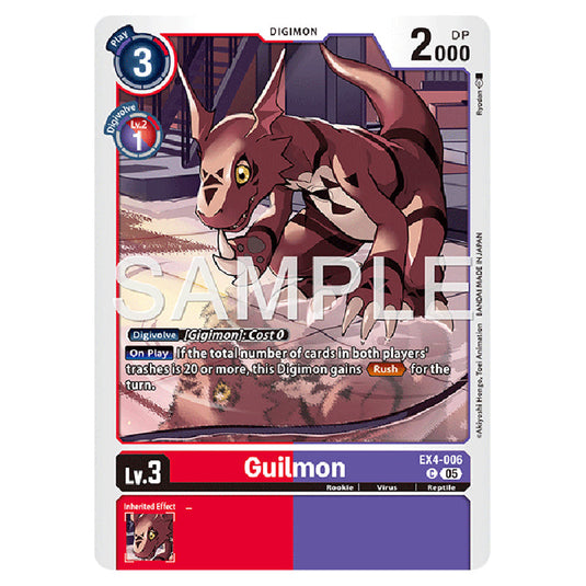 Guilmon EX4-006 card from the Digimon set AD01 - Digimon Generation