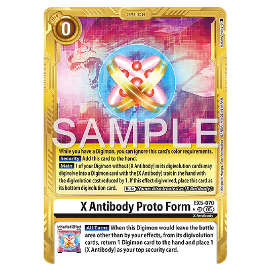 X Antibody Proto Form (Gold Border) EX5-070a card from the Digimon set AD01 - Digimon Generation