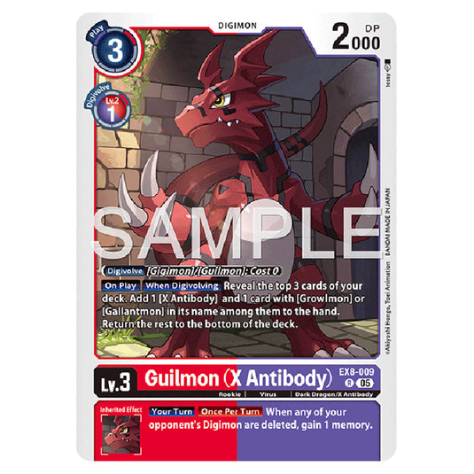 Guilmon (X Antibody) EX8-009 card from the Digimon set AD01 - Digimon Generation