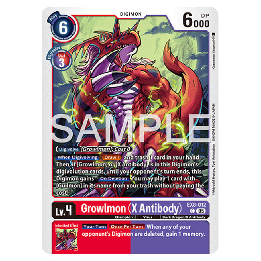 Growlmon (X Antibody) EX8-012 card from the Digimon set AD01 - Digimon Generation