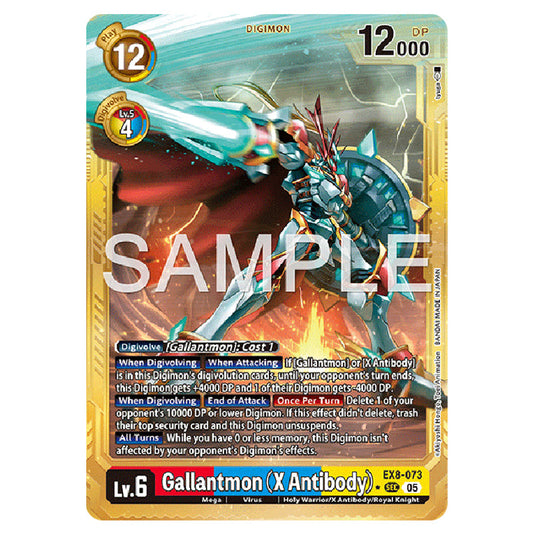 Gallantmon (X Antibody) (Gold Border) EX8-073a card from the Digimon set AD01 - Digimon Generation
