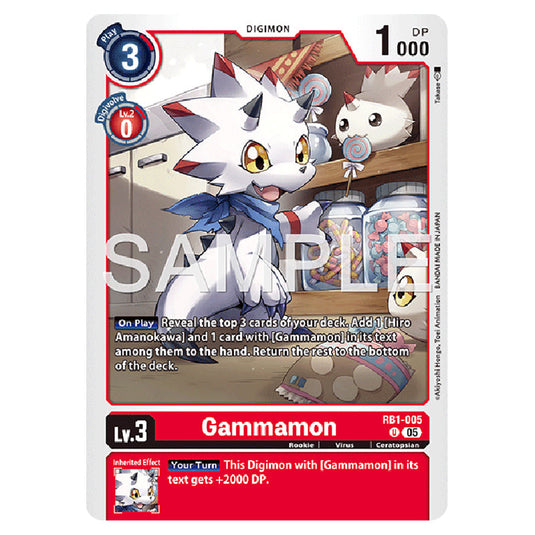 Gammamon RB1-005 card from the Digimon set AD01 - Digimon Generation