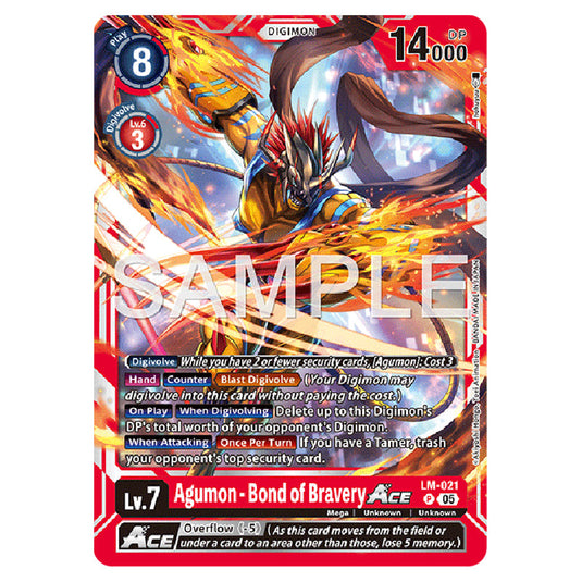 Agumon - Bond of Bravery LM-021 card from the Digimon set AD01 - Digimon Generation