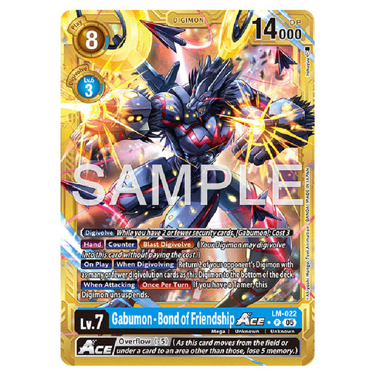 Gabumon - Bond of Friendship (Gold Border) LM-022a card from the Digimon set AD01 - Digimon Generation