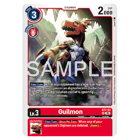 Guilmon ST7-03 card from the Digimon set AD01 - Digimon Generation