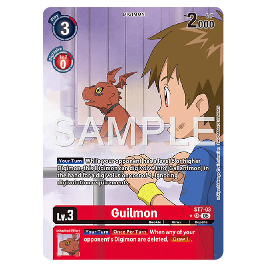 Guilmon ST7-03a card from the Digimon set AD01 - Digimon Generation