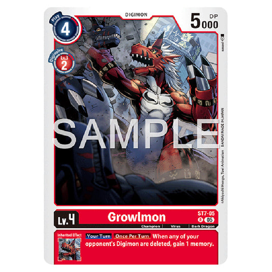 Growlmon ST7-05 card from the Digimon set AD01 - Digimon Generation
