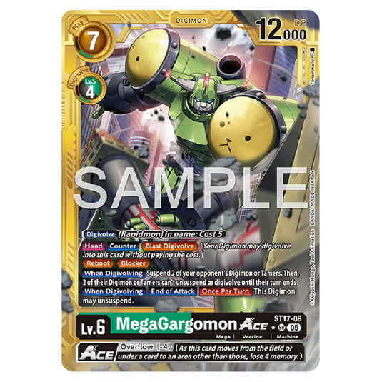 MegaGargomon (Gold Border) ST17-08a card from the Digimon set AD01 - Digimon Generation