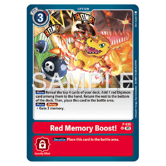 Red Memory Boost! P-035 card from the Digimon set AD01 - Digimon Generation