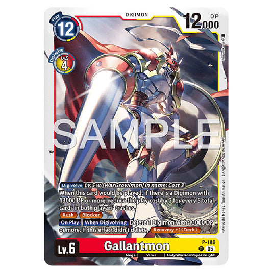 Gallantmon P-186 card from the Digimon set AD01 - Digimon Generation
