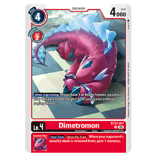 Dimetromon BT21-017 card from the Digimon set World Convergence