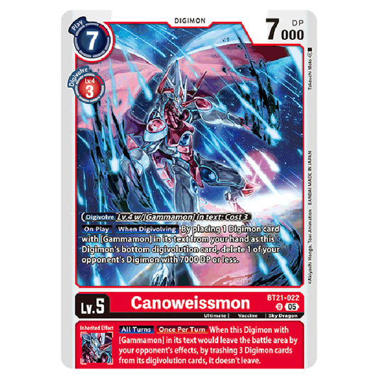 Canoweissmon BT21-022 card from the Digimon set World Convergence