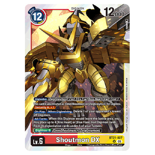 Shoutmon DX BT21-027 card from the Digimon set World Convergence