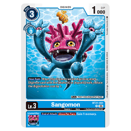 Sangomon BT21-031 card from the Digimon set World Convergence