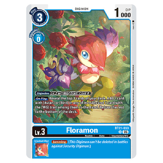 Floramon BT21-033 card from the Digimon set World Convergence