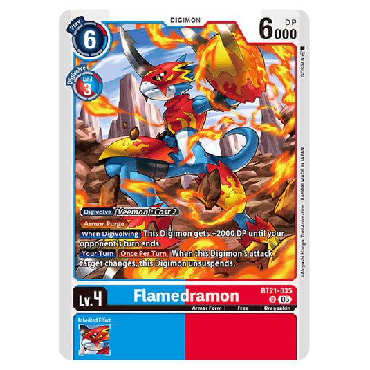 Flamedramon BT21-035 card from the Digimon set World Convergence