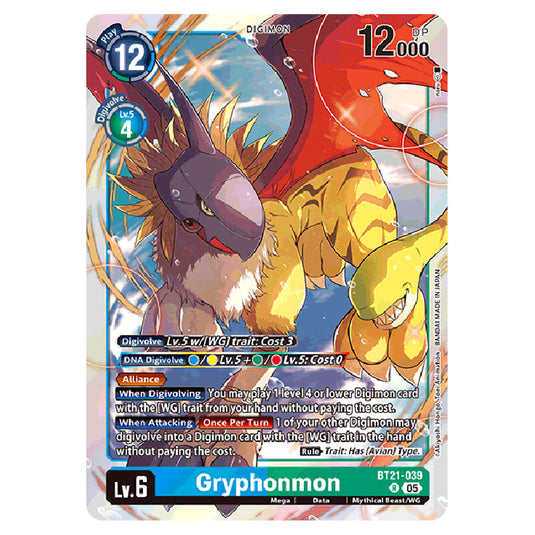 Gryphonmon BT21-039 card from the Digimon set World Convergence