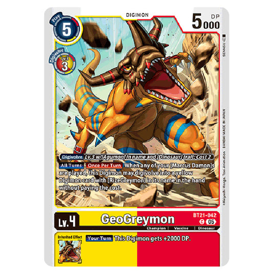 GeoGreymon BT21-042 card from the Digimon set World Convergence