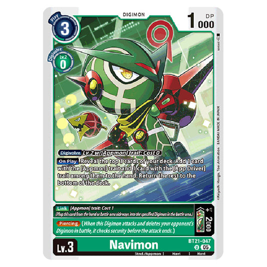 Navimon BT21-047 card from the Digimon set World Convergence