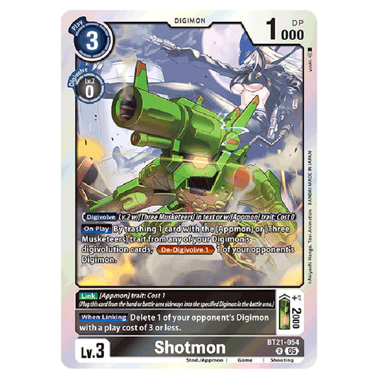 Shotmon BT21-054 card from the Digimon set World Convergence