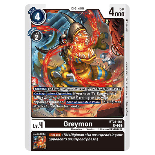 Greymon BT21-057 card from the Digimon set World Convergence