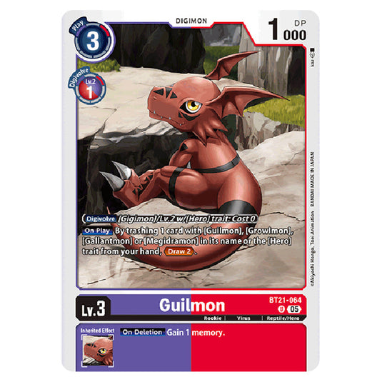 Guilmon BT21-064 card from the Digimon set World Convergence