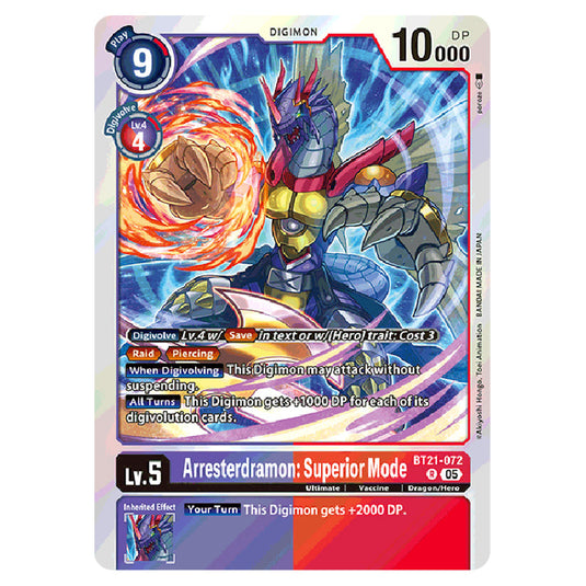 Arresterdramon: Superior Mode BT21-072 card from the Digimon set World Convergence