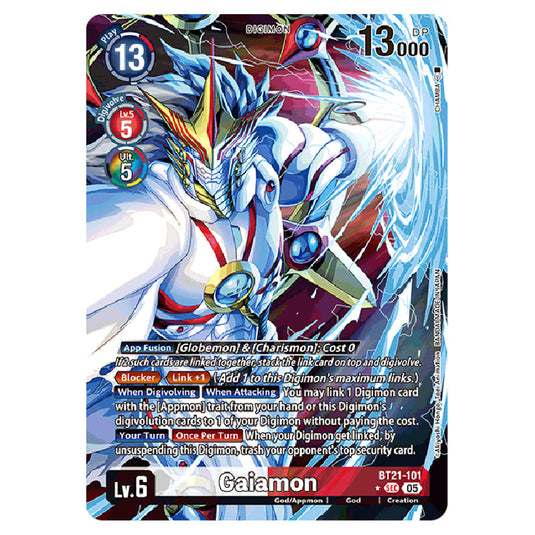 Gaiamon BT21-101a card from the Digimon set World Convergence