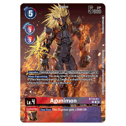 Agunimon BT18-011-(BT21) card from the Digimon set World Convergence