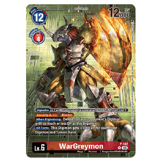 WarGreymon P-182 card from the Digimon set World Convergence