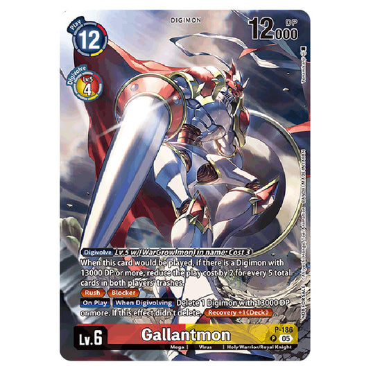 Gallantmon P-186 card from the Digimon set World Convergence