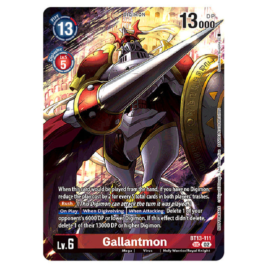 Gallantmon BT13-111-(BT21) card from the Digimon set World Convergence