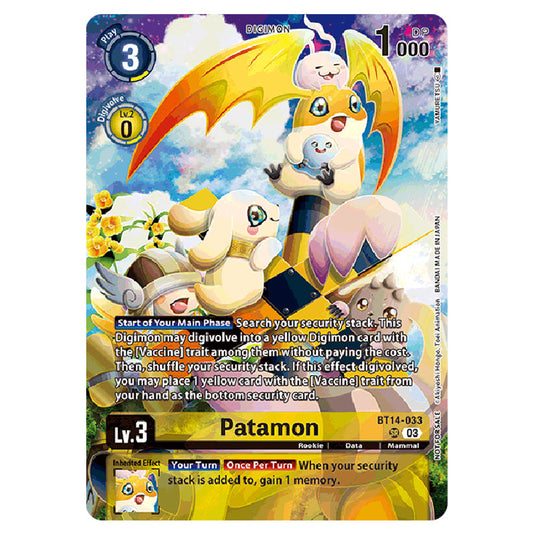 Patamon BT14-033-(BT21) card from the Digimon set World Convergence