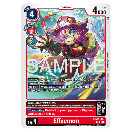 Effecmon BT22-009 card from the Digimon set Cyber Eden