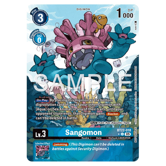 Sangomon BT22-018a card from the Digimon set Cyber Eden