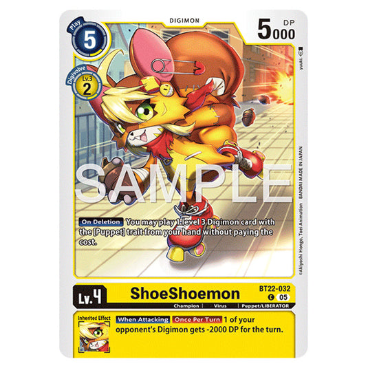 ShoeShoemon BT22-032 card from the Digimon set Cyber Eden