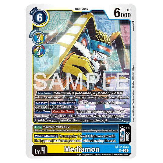 Mediamon BT22-033 card from the Digimon set Cyber Eden