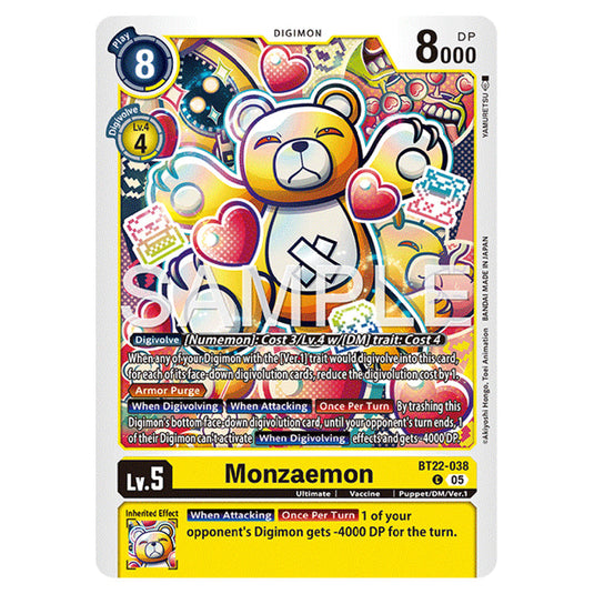 Monzaemon BT22-038 card from the Digimon set Cyber Eden