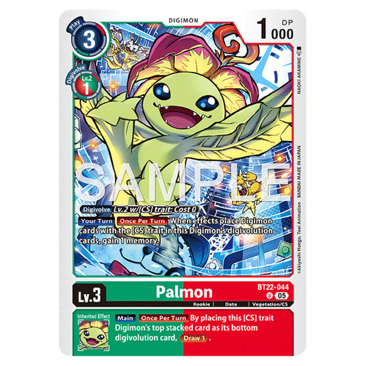 Palmon BT22-044 card from the Digimon set Cyber Eden